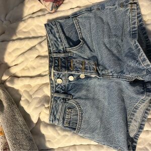 PacSun Women's Light Blue High Waist Denim Shorts. Size 0